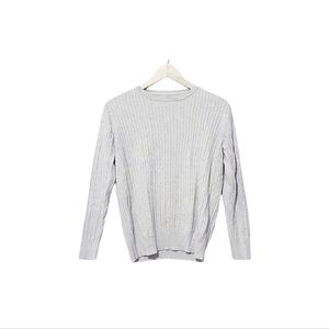 Kim Rogers Light Gray 100% Cotton Cable Knit Sweater Size M